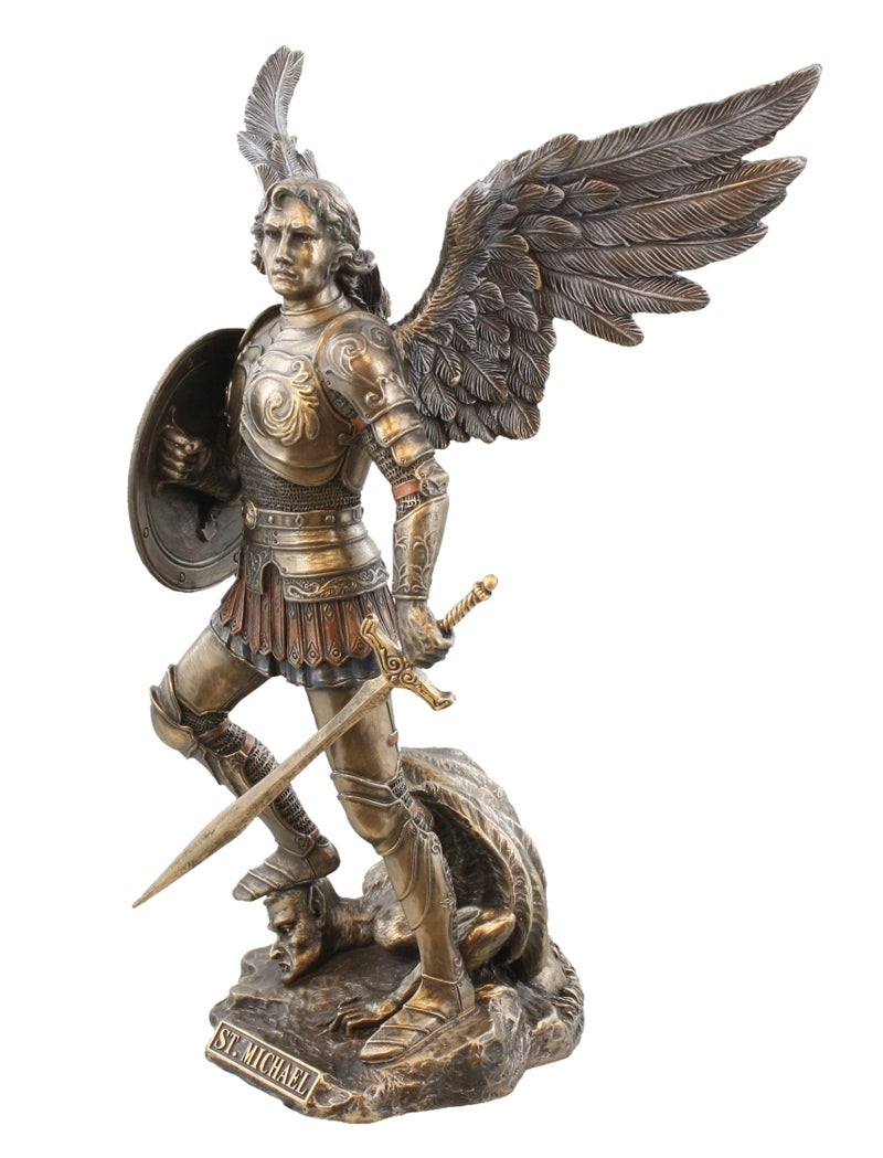 Unicorn Studio Studio Collection St. Michael with Sword and Shield - 9" Tall - Bronze Color - Image 2